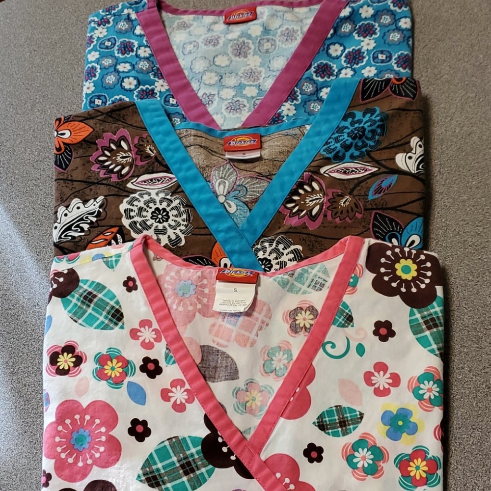 Dickies Womens Scrub Tops Bundle of 3